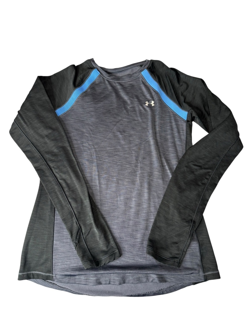 Under Armour Women's Long Sleeve Athletic Top - Gray with Blue Trim